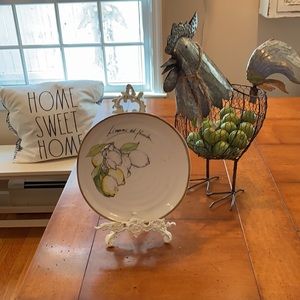 ITALIAN GLAZED POTTERY PLATE HANDCRAFTED ITALY LEMON PATTERN🍋